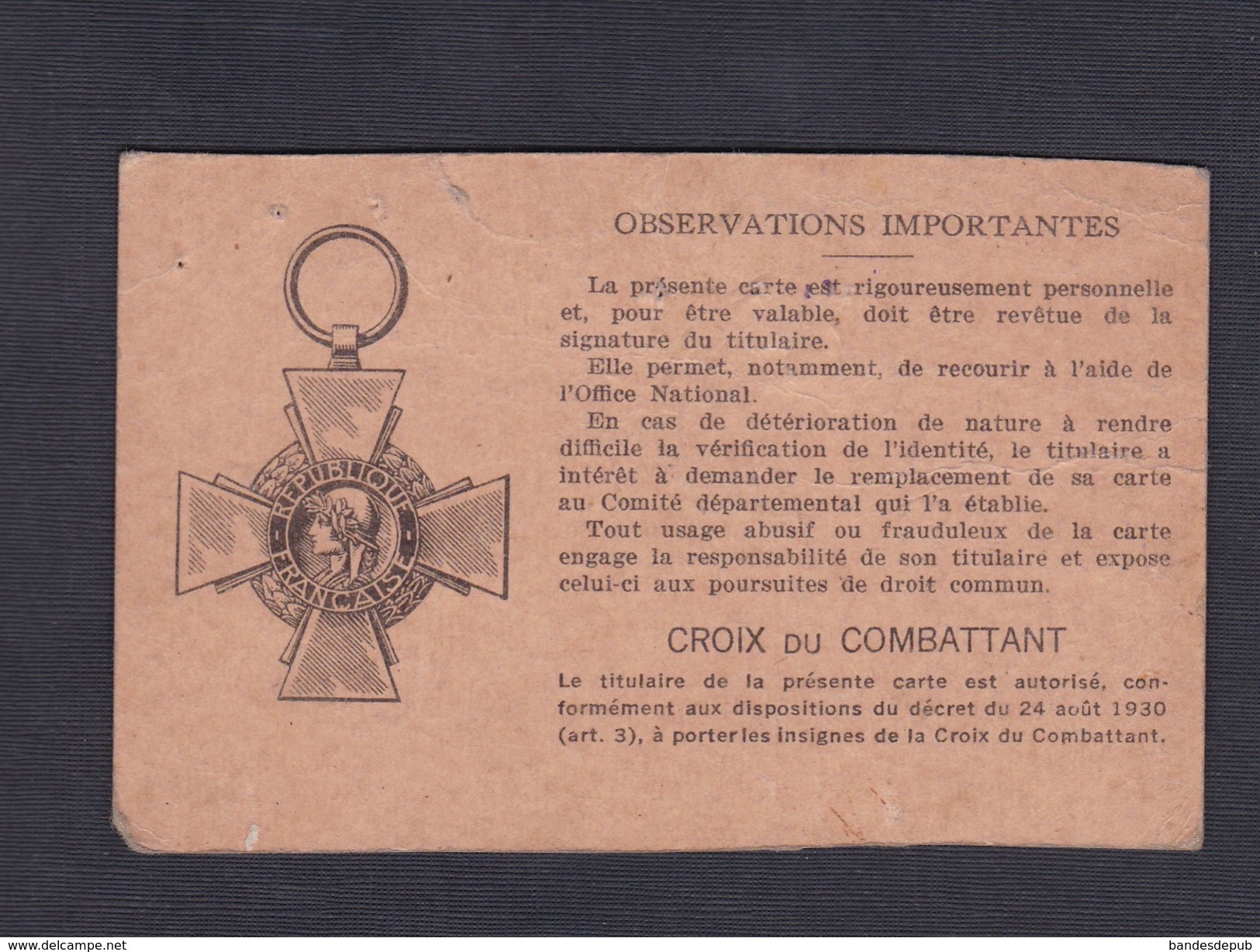 Carte Du Combattant Croix Du Combattant Paul Albert Revigny Sur Ornain Né à Senoncourt Meuse - Documents Historiques
