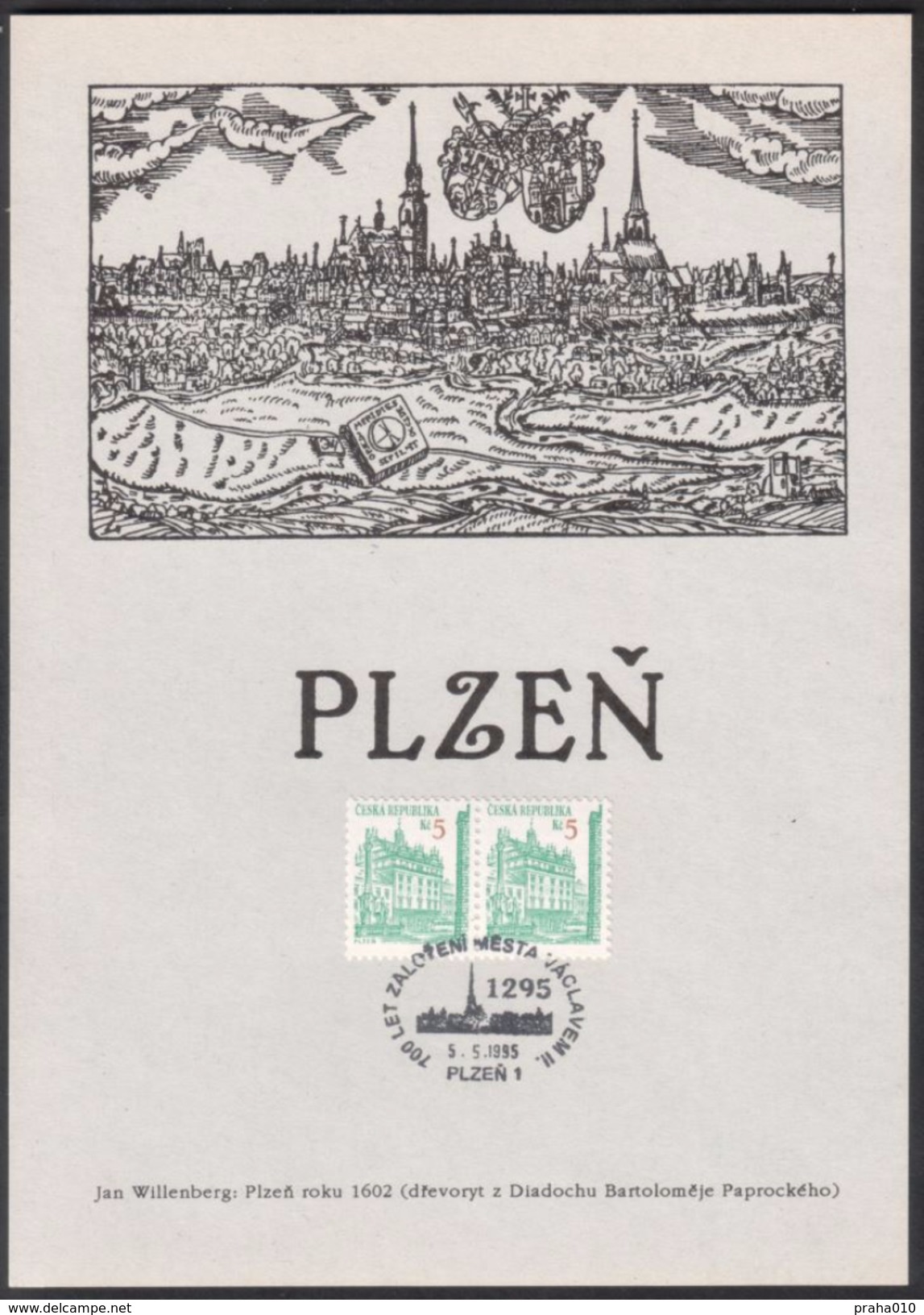 Czech Rep. / Commemorative Sheet (PaL 1995/01) Plzen 1: Established In City Pilsen King Wenceslas II. (1295) - Covers & Documents
