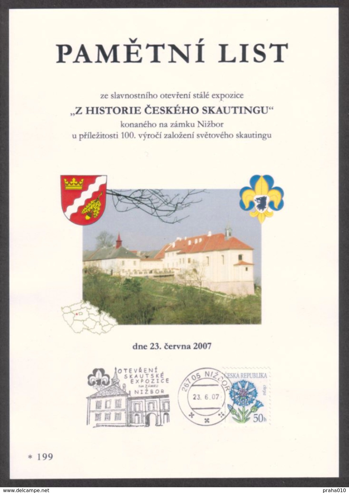 Czech Rep. / Commemorative Sheet (PaL 2007/01) 267 05 Nizbor: Scout Exhibition At The Castle Nizbor - Covers & Documents