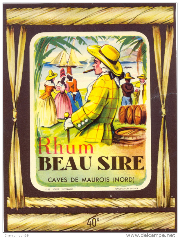 1  ETIQUETTE  RHUM BEAU SIRE GRAND FORMAT - Rhum