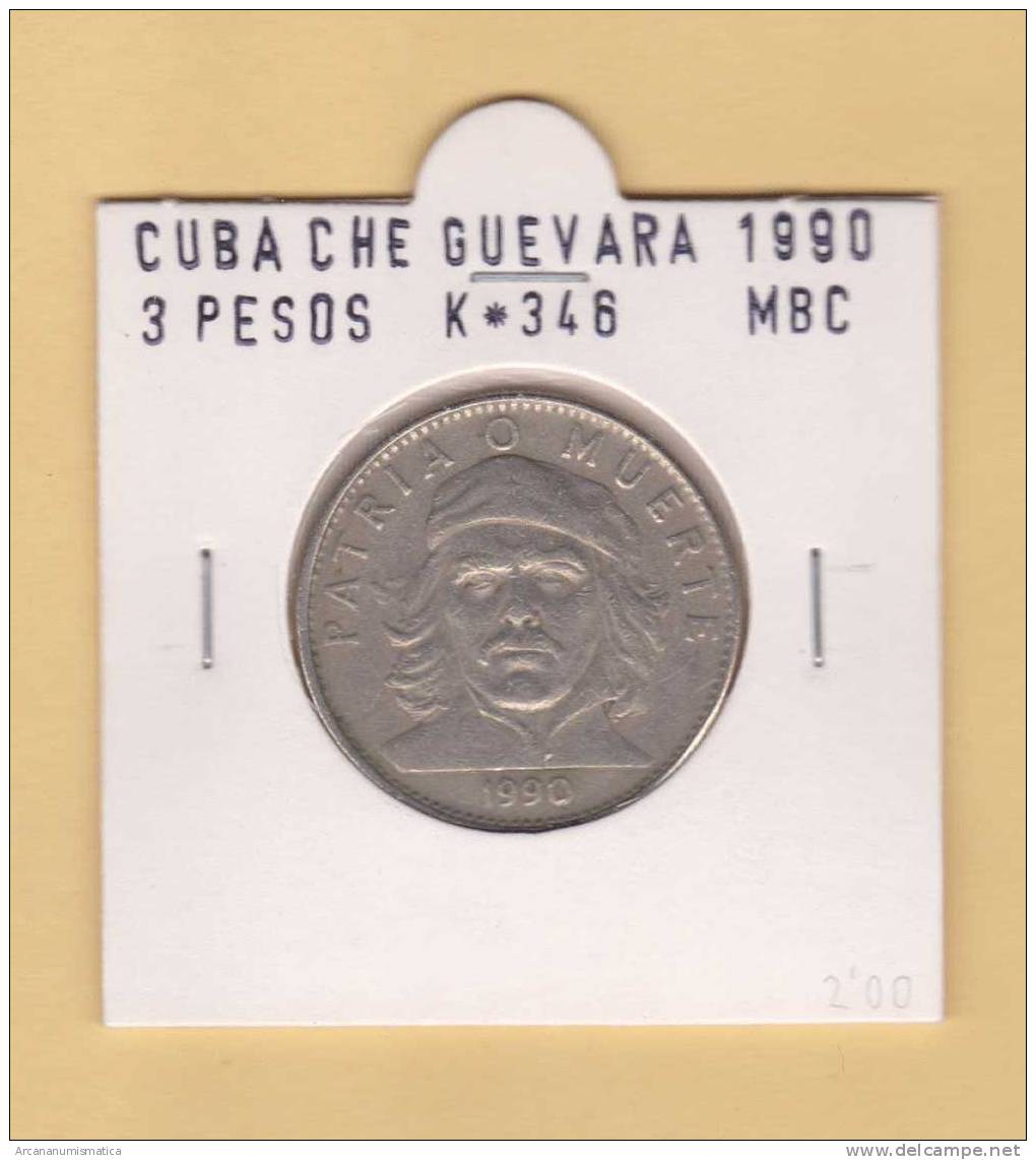 CUBA  3  PESOS  "ERNESTO CHE GUEVARA" Niquel-Acero KM#346  1.990  MBC/VF    DL-7622 - Cuba