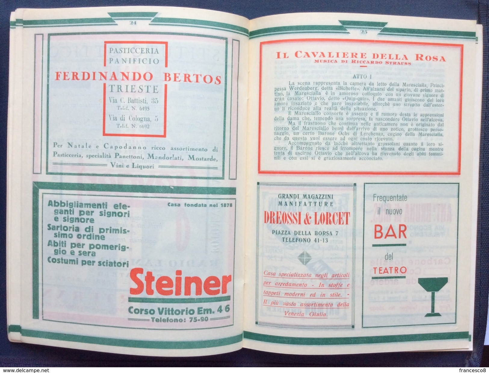 1933 TRIESTE TEATRO G. VERDI STAGIONE LIRICA 1933-34 PROGRAMMA UFFICIALE / COATES - CAPUANA - BUCAMELLI - BRANCUCCI
