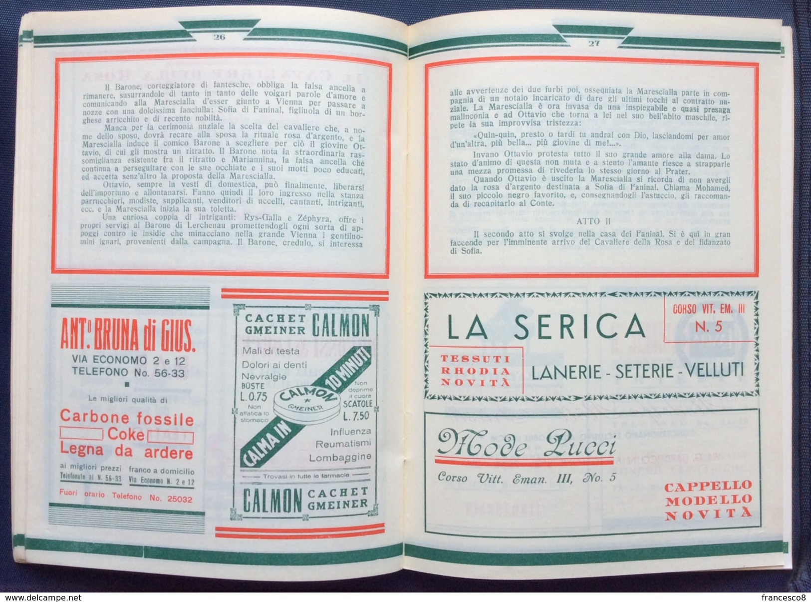 1933 TRIESTE TEATRO G. VERDI STAGIONE LIRICA 1933-34 PROGRAMMA UFFICIALE / COATES - CAPUANA - BUCAMELLI - BRANCUCCI