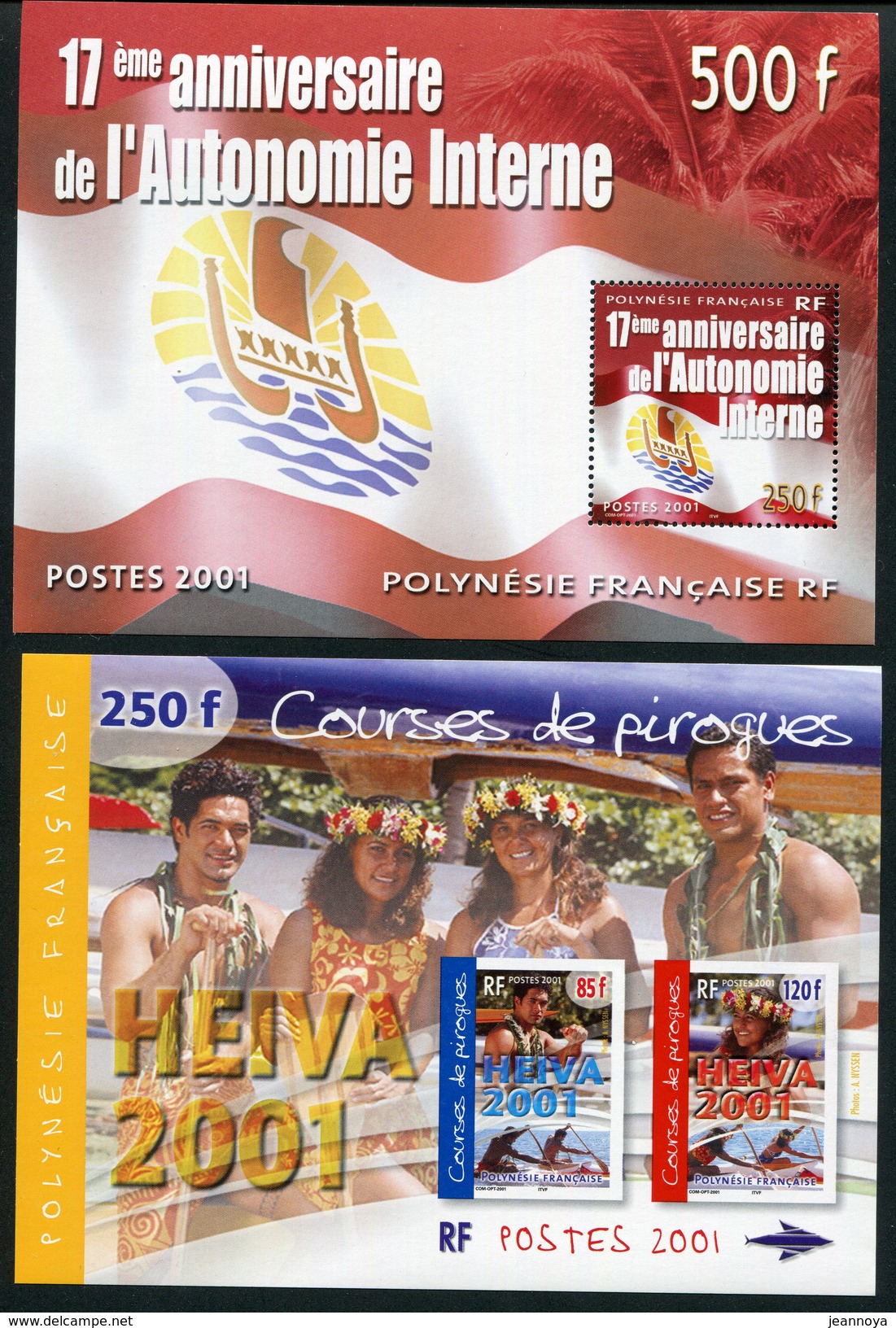 POLYNESIE FRANCAISE - BLOCS & FEUILLETS N° 26 & 27 * * - 17 ANS DE L'AUTONOMIE & HEIVA 2001 - LUXE - Hojas Y Bloques