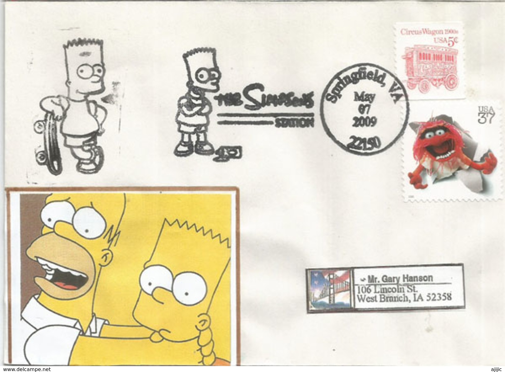 Série Télévisée Américaine The Simpsons, Sur Lettre Adressée En Iowa - Bandes Dessinées