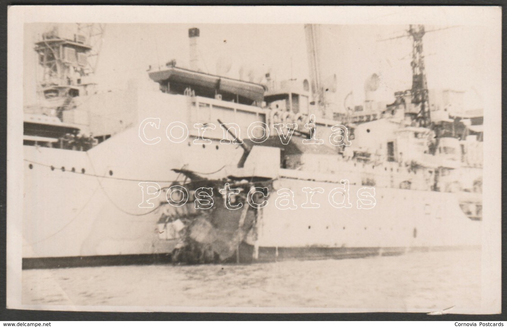 Two Photographs Of HMS Volage & HMS Saumarez With Mine Damage, Corfu, 1946 - War, Military