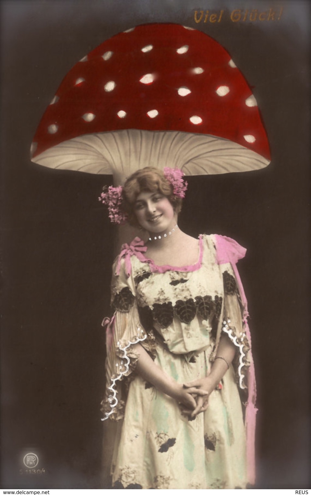 CPA FEMME CHAMPIGNON MAGIQUE SURREALISME ALLEMANDE JUGENDSTIL FANTAISIE FORET NYMPH WOMAN SURREAL MUSHROOM - Women