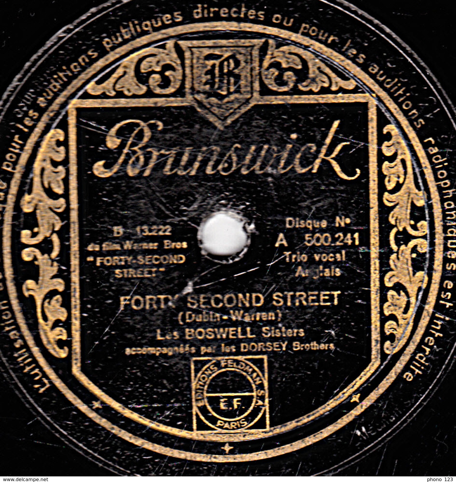 78 T - 25 Cm. - état B - Les BOSWELL Sisters - FORTY SECOND STREET - SHUFFLE OFF TO BUFFALO - 78 T - Disques Pour Gramophone