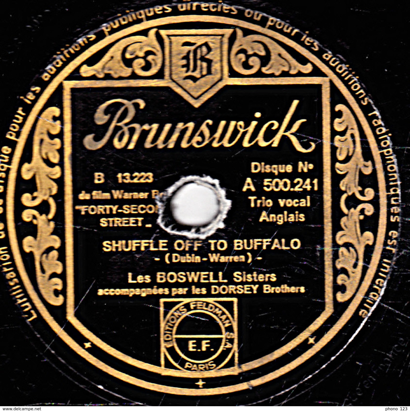 78 T - 25 Cm. - état B - Les BOSWELL Sisters - FORTY SECOND STREET - SHUFFLE OFF TO BUFFALO - 78 T - Disques Pour Gramophone