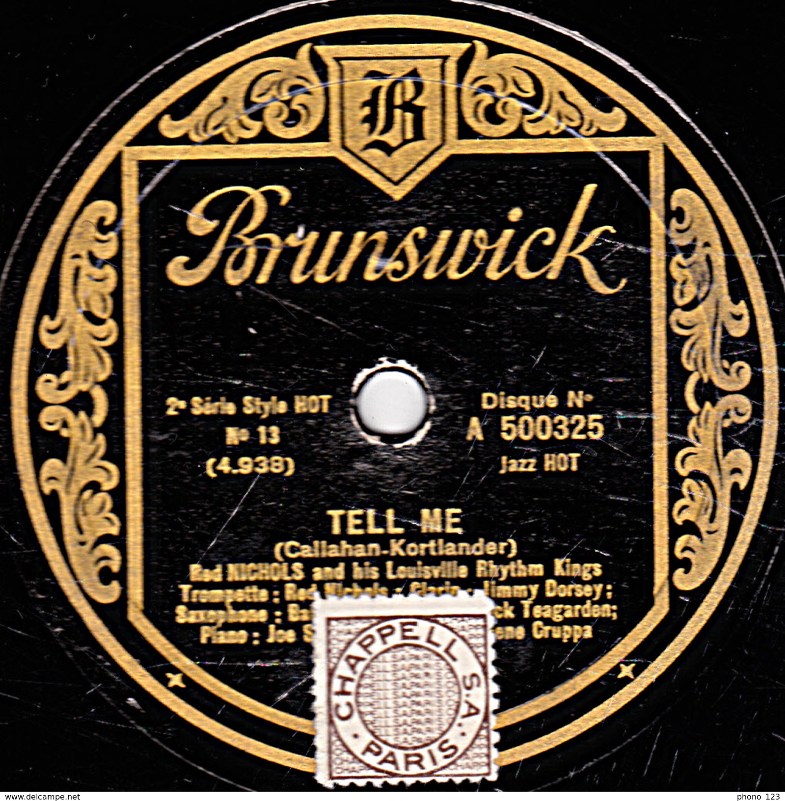 78 T - 25 Cm. - état B -  Red NICHOLS - SWANEE - TELL ME - 78 Rpm - Schellackplatten