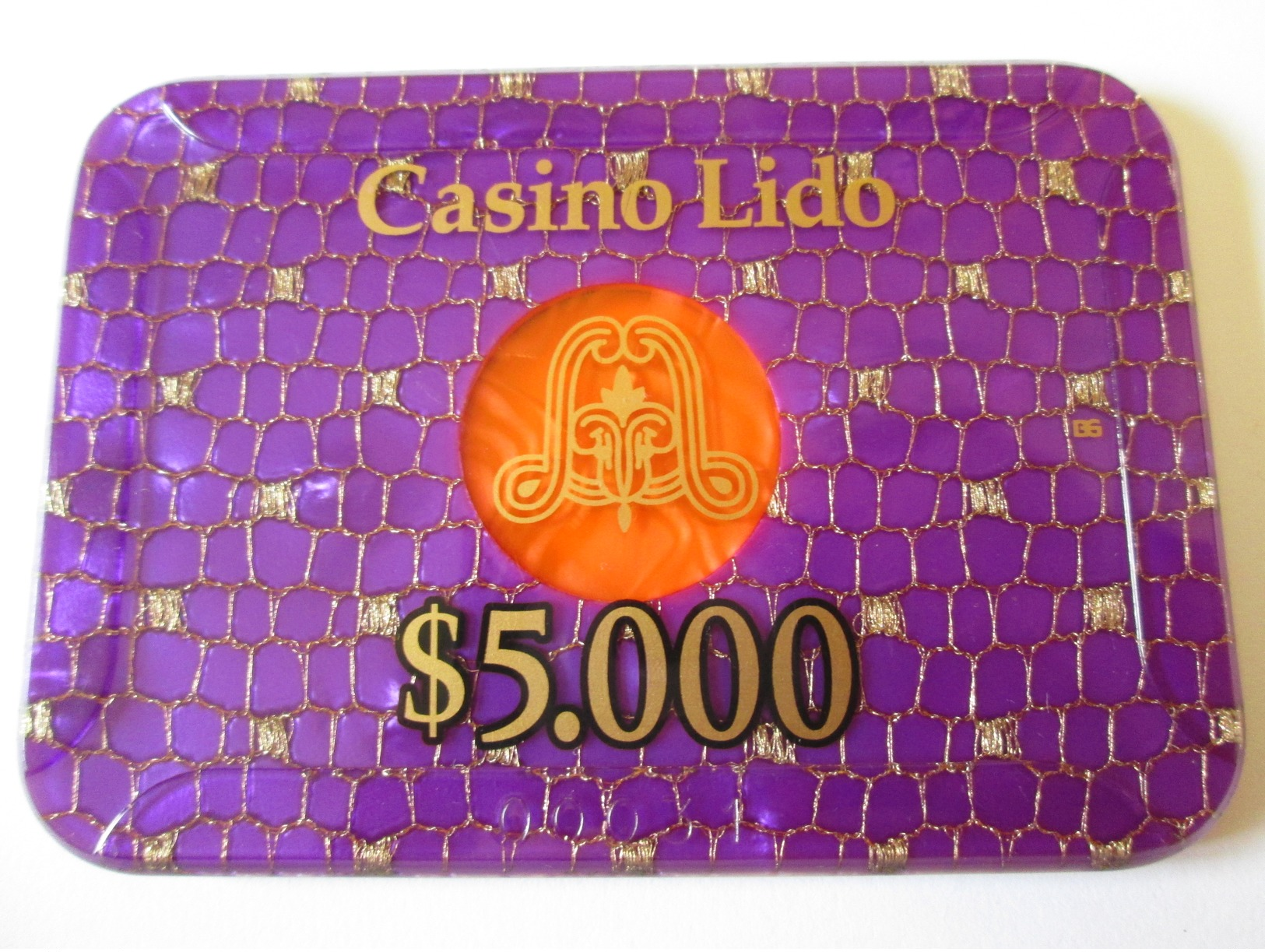 Rare! Lido Token Casino 5000 $/Jeton De Casino Lido 5000 $.Size/dimensions=95 X 65 X 4 Mm - Casino