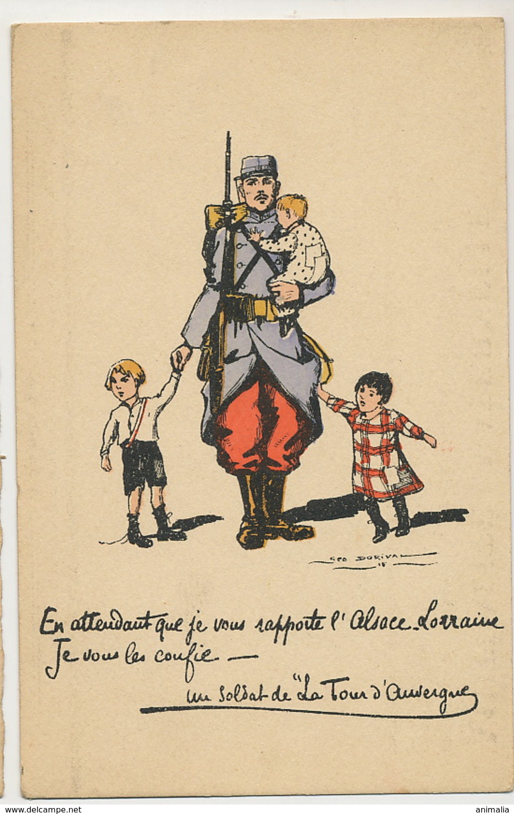 Geo Dorival Guerre 1914 Alsace Lorraine Un Soldat De La Tour D' Auvergne  Mutualité Maternelle 46 Eme RI Reuilly - Dorival