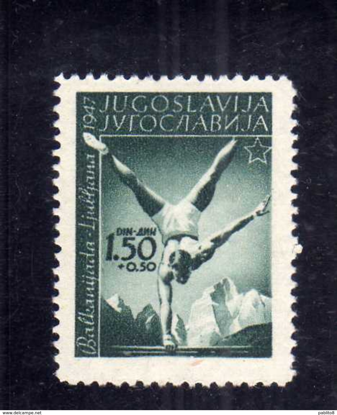 JUGOSLAVIA YUGOSLAVIA 1947 SPORTS BALKAN GAMES Ljubljana. SPORT 1.50 D + 50 P MNH - Nuovi