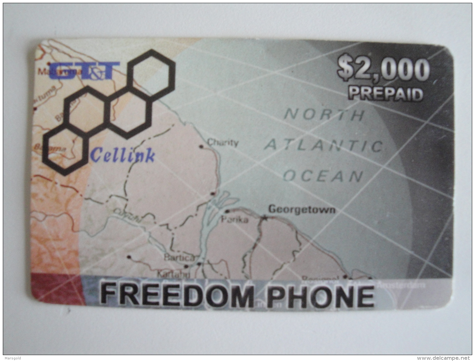 1 Remote Phonecard From Guyana - GTT Cellink - Freedom Phone - Guyana