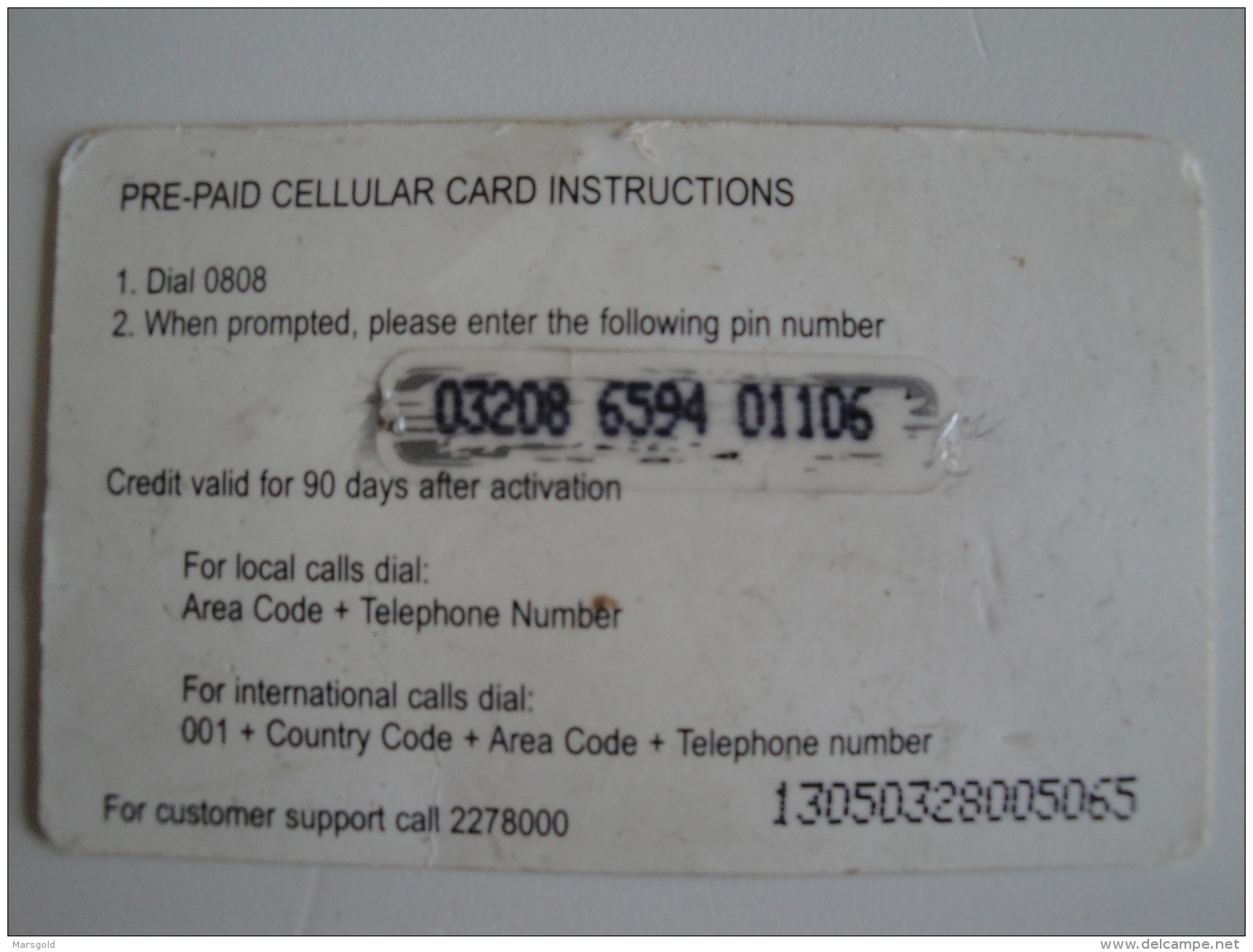 1 Remote Phonecard From Guyana - GTT Cellink - Freedom Phone - Guyana