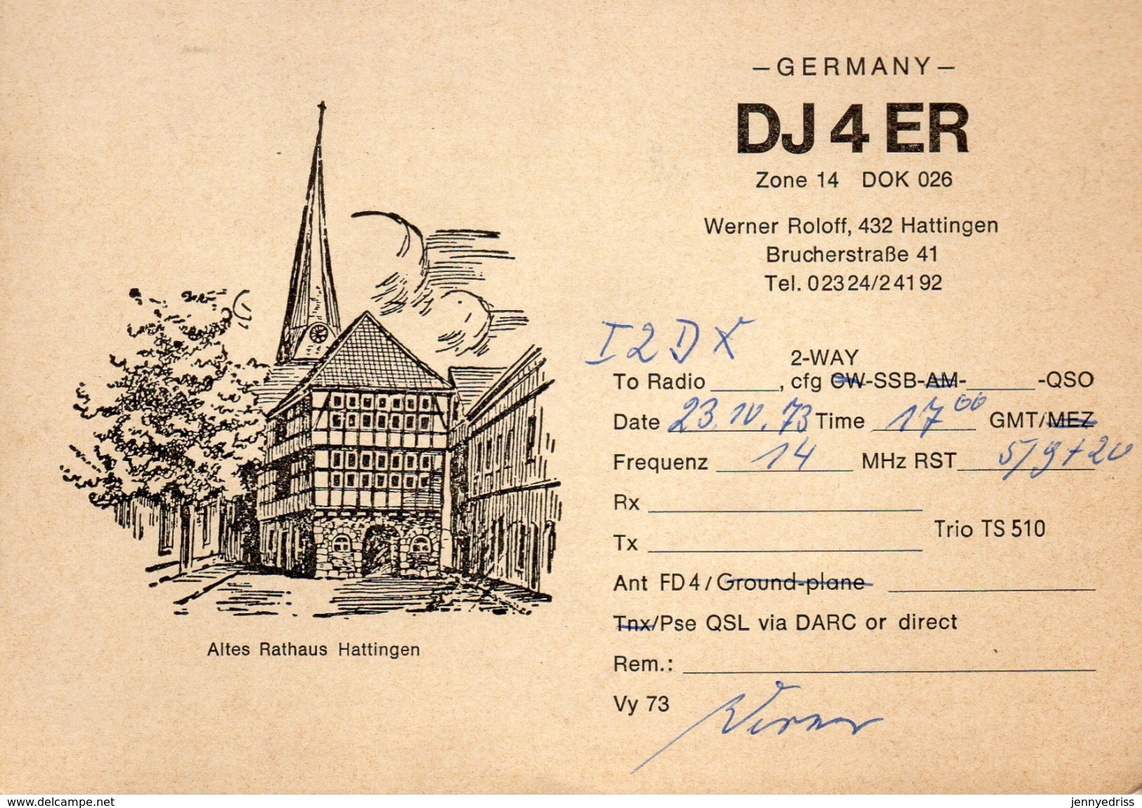 HATTINGEN     ,  QSL  ,  Radioamatori - Hattingen