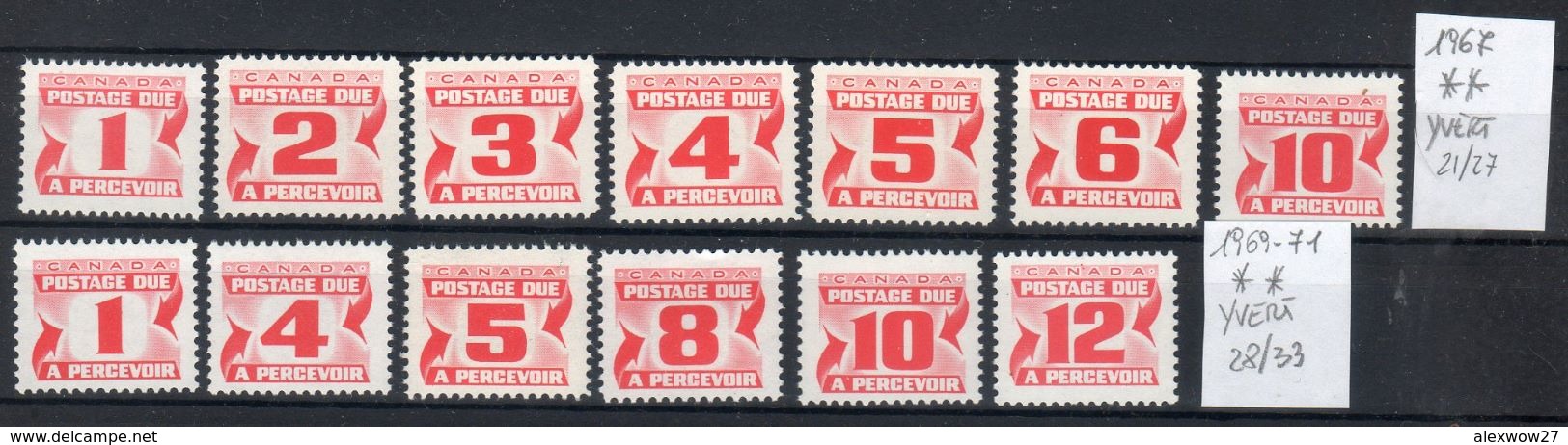 Canada 1967-71 "  Segnatasse " Yvert 21/27 -- **MNH /VF - Postage Due