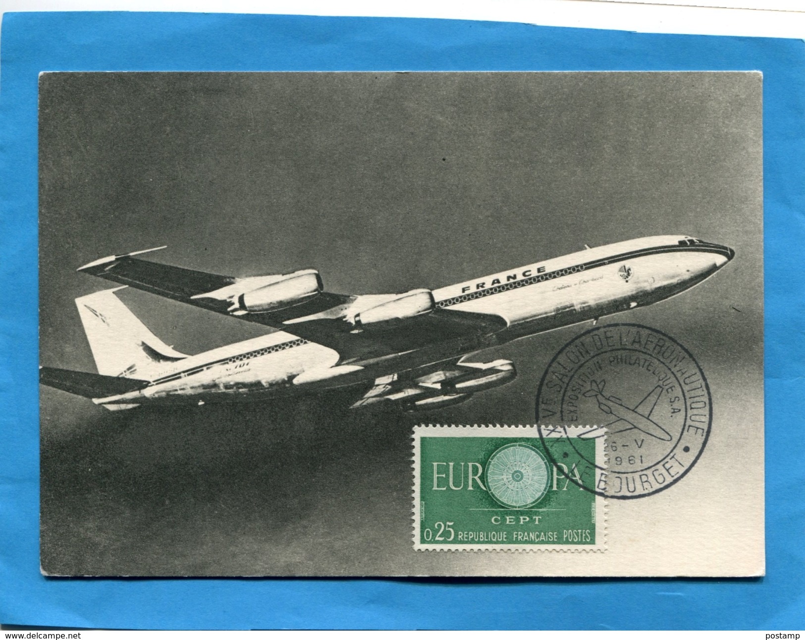 "BOEING 707" Gros Plan+Marcophilie-cachet XX° Salon Du Bourget  Aéronautique-mai 1961 - 1946-....: Ere Moderne