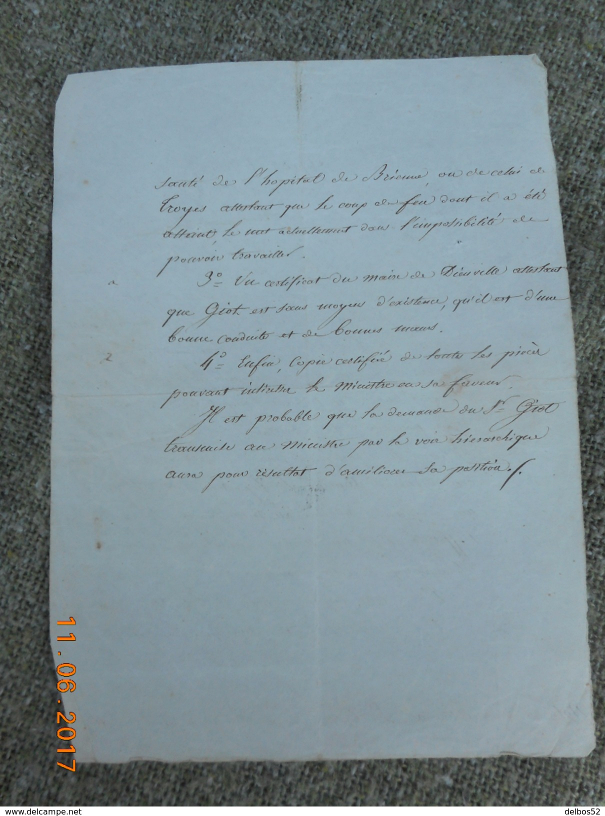 Lot De 4 Documents Originaux Pour Un Soldat De La Grande Armee (Napoleon)  Originaire De L' Aube - Historische Dokumente