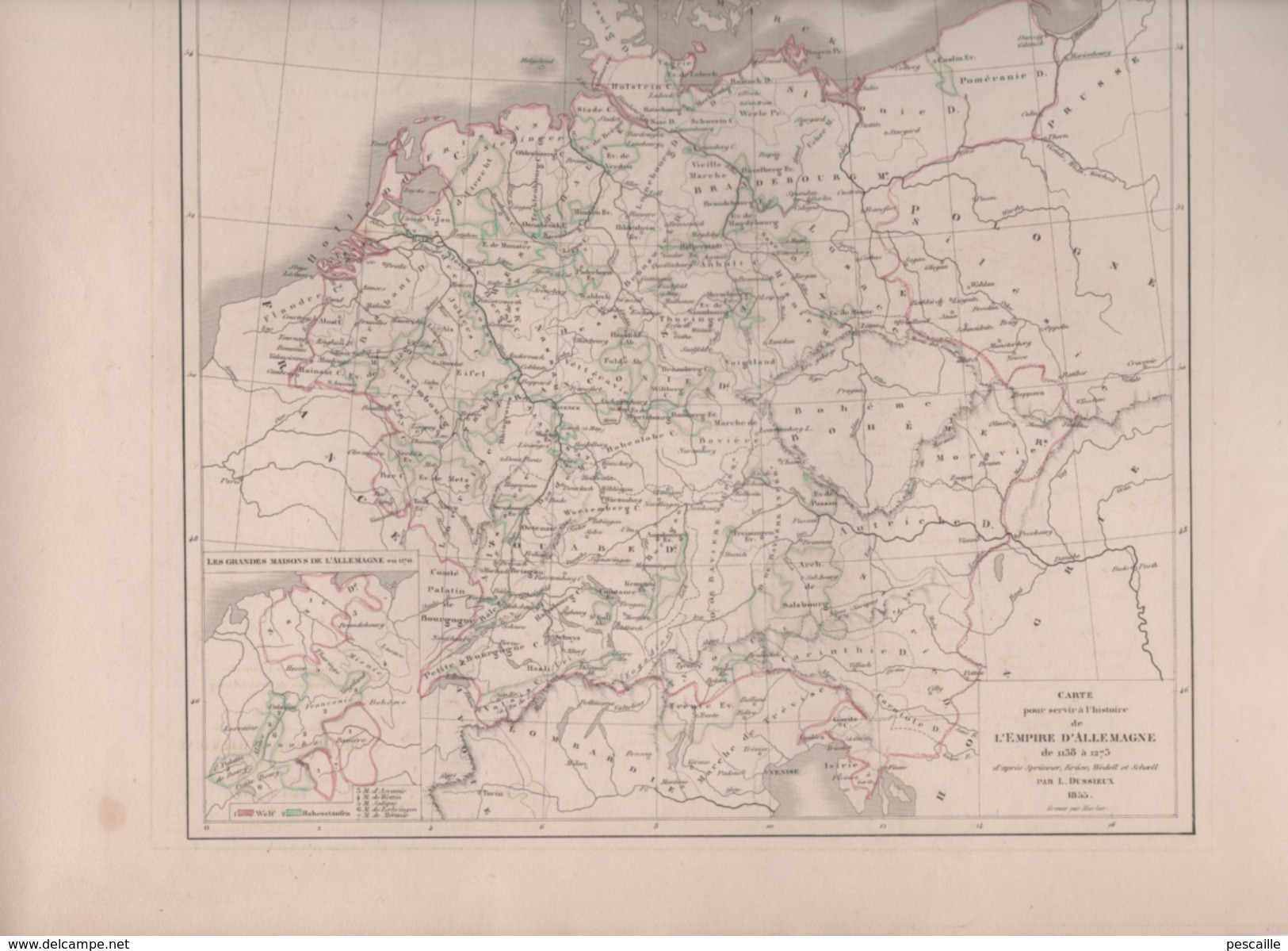 CARTES POUR SERVIR A L'HISTOIRE DE L'EMPIRE D' ALLEMAGNE DRESSEES PAR L DUSSIEUX EN 1855 - 1138 à 1275 / 1275 à 1455 - Carte Geographique