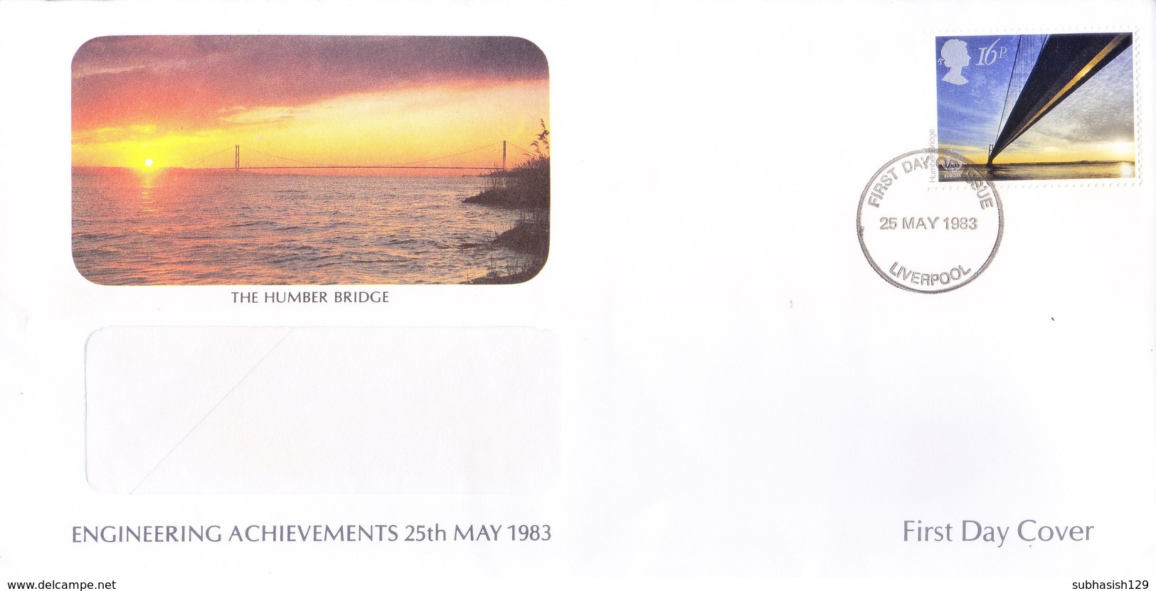 GREAT BRITAIN WINDOW FIRST DAY COVER - 25.05.1983 - THE HUMBER BRIDGE, ENGINEERING ACHIEVEMENTS - Covers & Documents