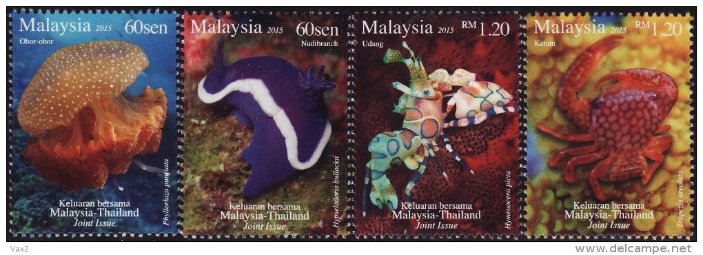 Malaysia 2015 S#1550-1553 Joint Issue With Thailand -- Marine Creatures MNH Fauna - Malaysia (1964-...)