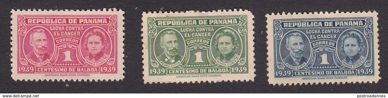 Panama, Scott #RA1-RA2, RA4, Mint Hinged, Pierre And Marie Curie, Issued 1939 - Panama