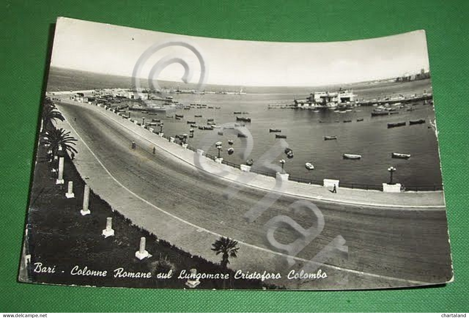 Cartolina Bari - Colonne Romane Sul Lungomare Cristoforo Colombo 1954 - Bari