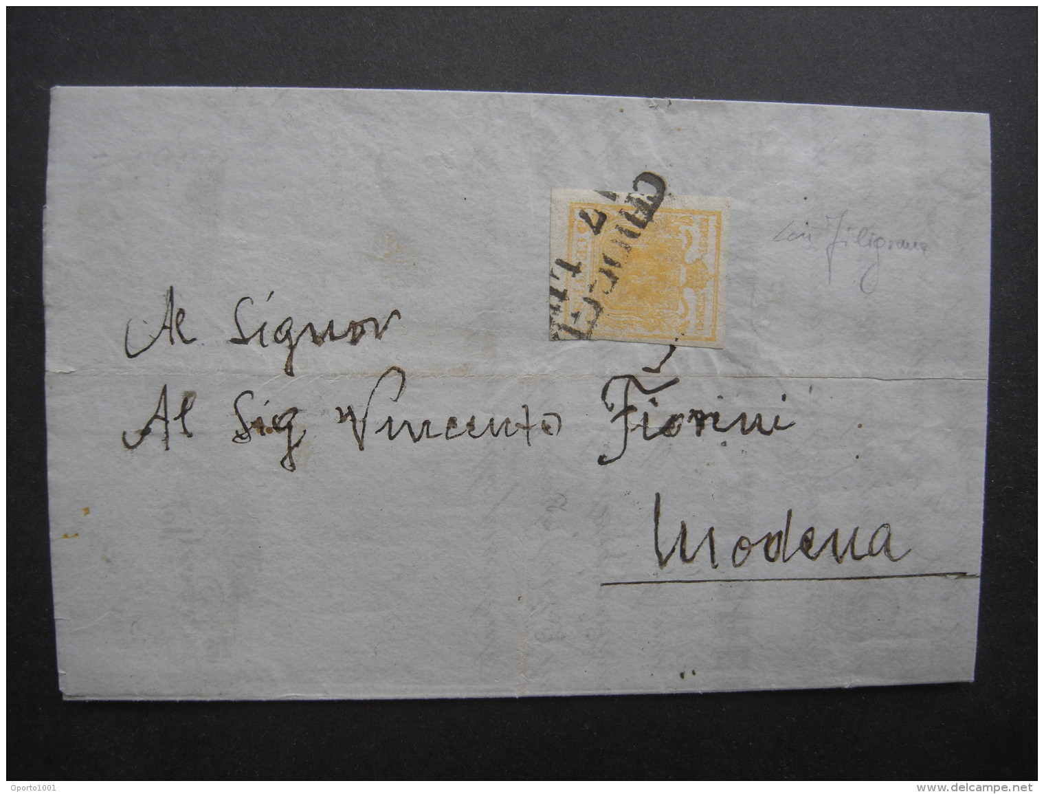 1852 (17 Jul) Printed Circular Bearing 5c (with Full Margins) Tied By 'CHIOGGIA 17' Two Line Cancel To Modena, With Arri - Lombardy-Venetia