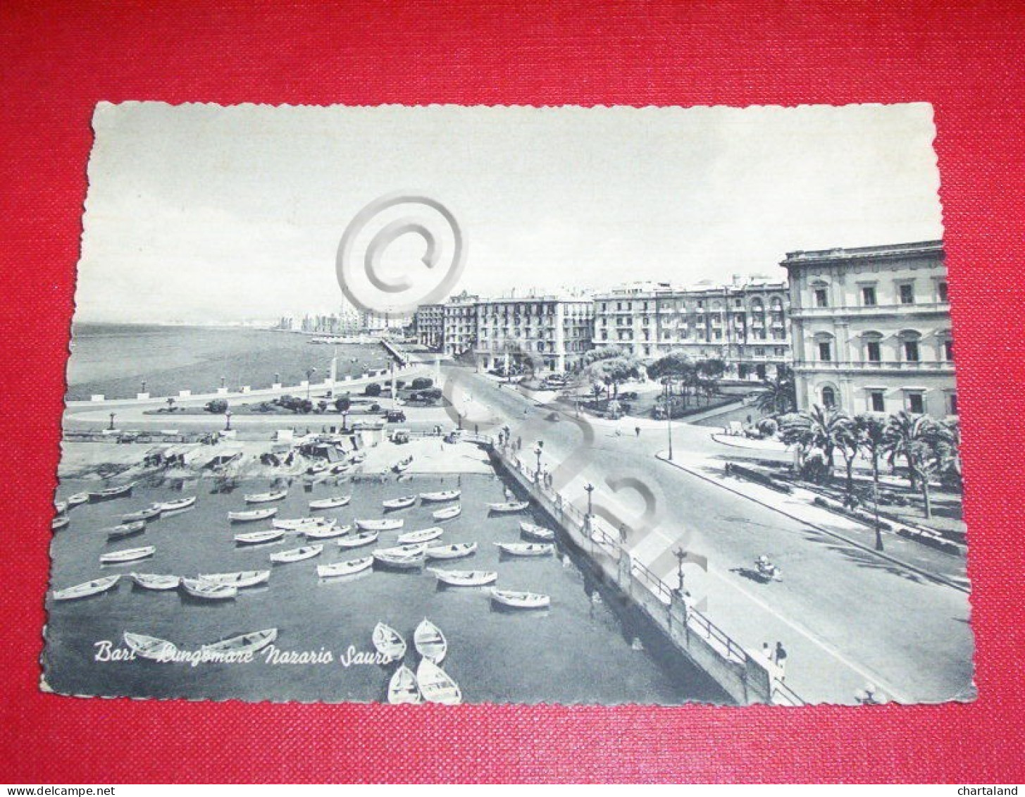 Cartolina Bari - Lungomare Nazario Sauro 1952 - Bari