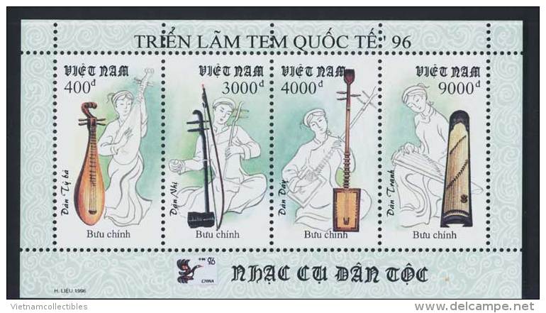 Vietnam Viet Nam MNH Perf Sheetlet 1996 : National Musical Instruments / Music (Ms729) - Vietnam