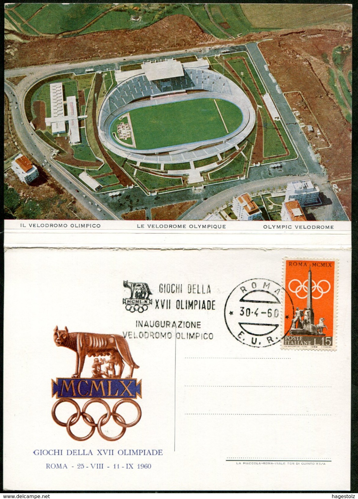 Italy Italia 1960 XVII Olympic Games Rome Roma Jeux Olympiques Olympische Spiele Double Card Velodrome Cycling - Verano 1960: Roma