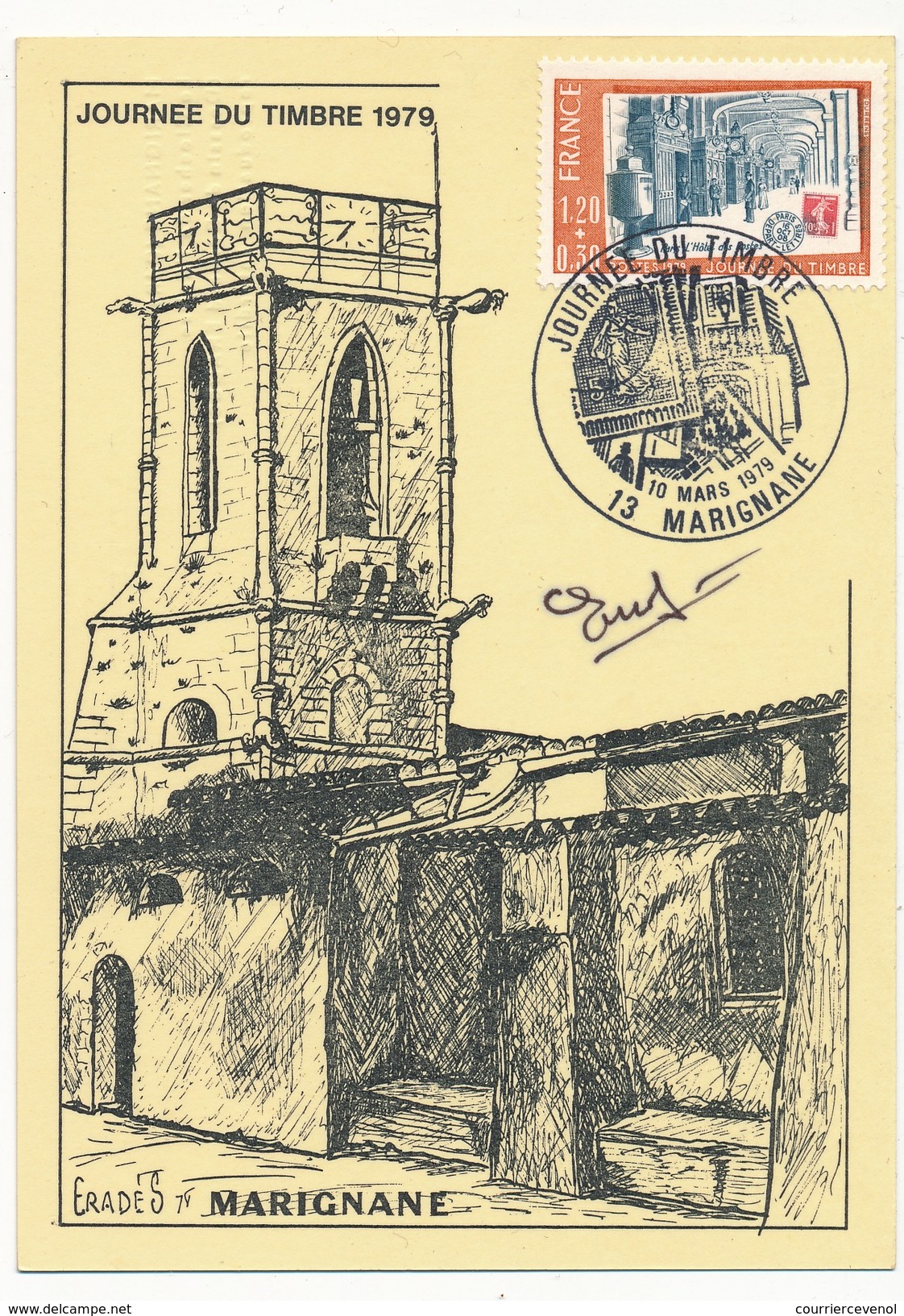 FRANCE => Carte Locale - Journée Du Timbre 1979 - MARIGNANE - Signature Du Dessinateur De La Carte - Dag Van De Postzegel
