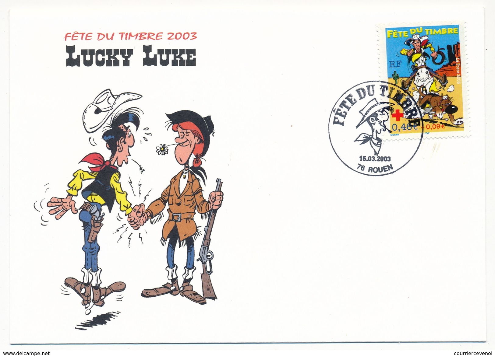 FRANCE => 2 Enveloppes Fête Du Timbre 2003 - LUCKY LUKE - Rouen - Bandes Dessinées