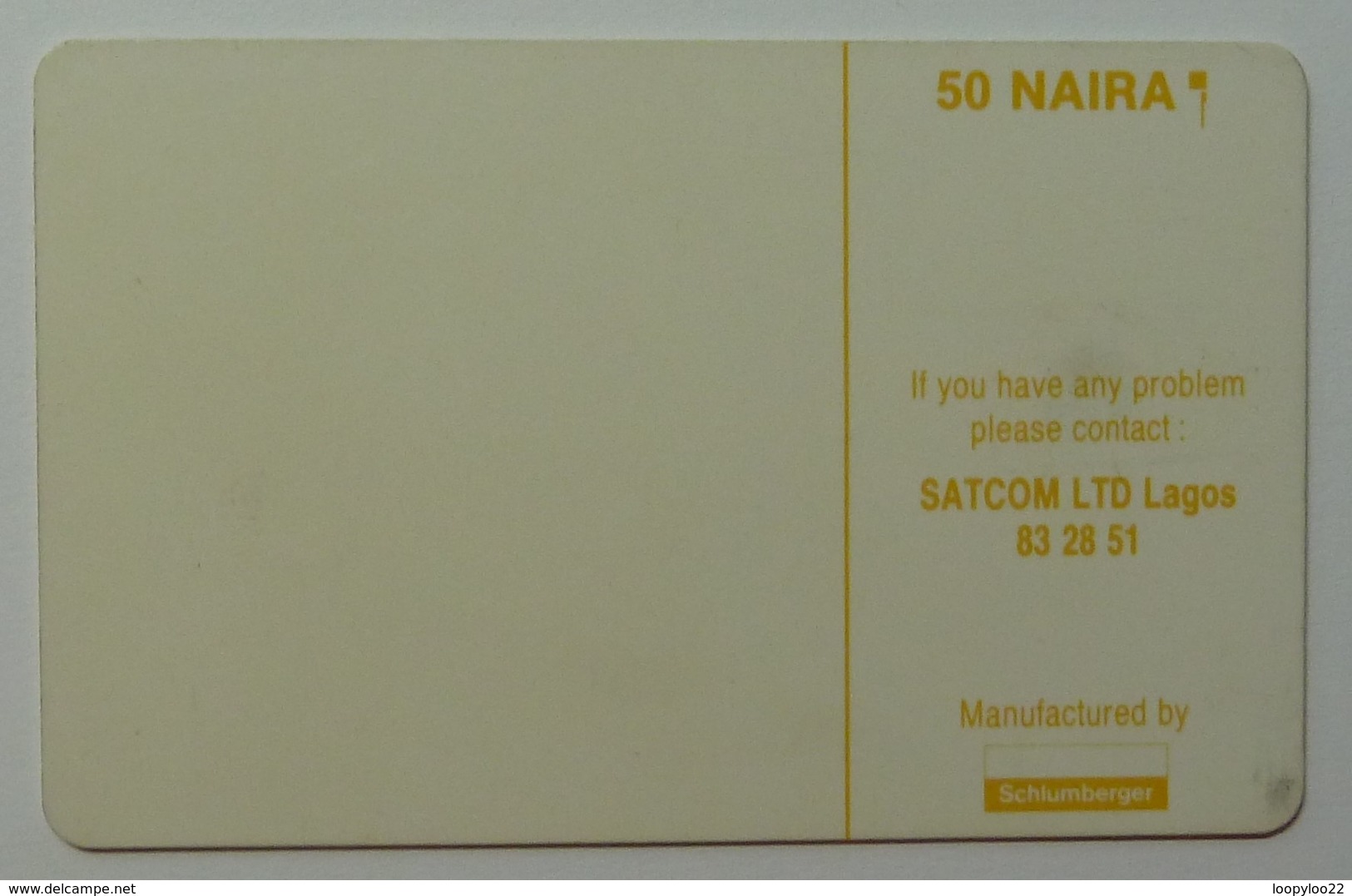 NIGERIA - Schlumberger - 1st Satcom Trial - 50 Naira - Used - Nigeria