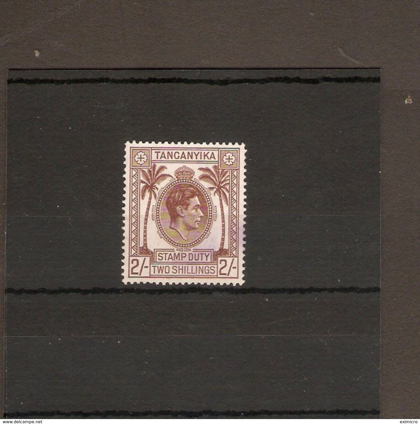 TANGANYIKA KING GEORGE VI 2s STAMP DUTY REVENUE  FINE USED - Tanganyika (...-1932)