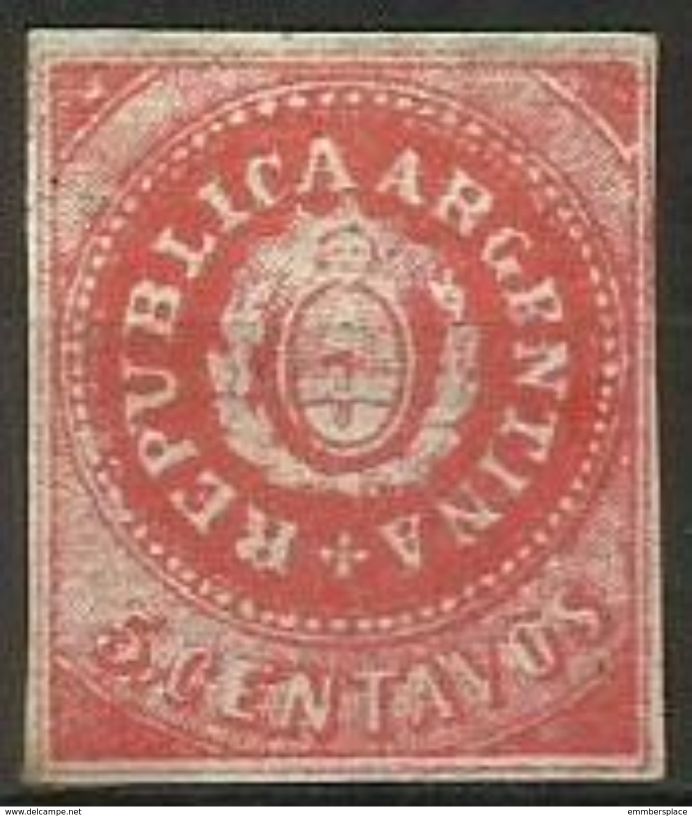 Argentina - 1862 Arms 5c   MH *    Sc 7c  (Sold As A Forgery Or Reprint) - Neufs