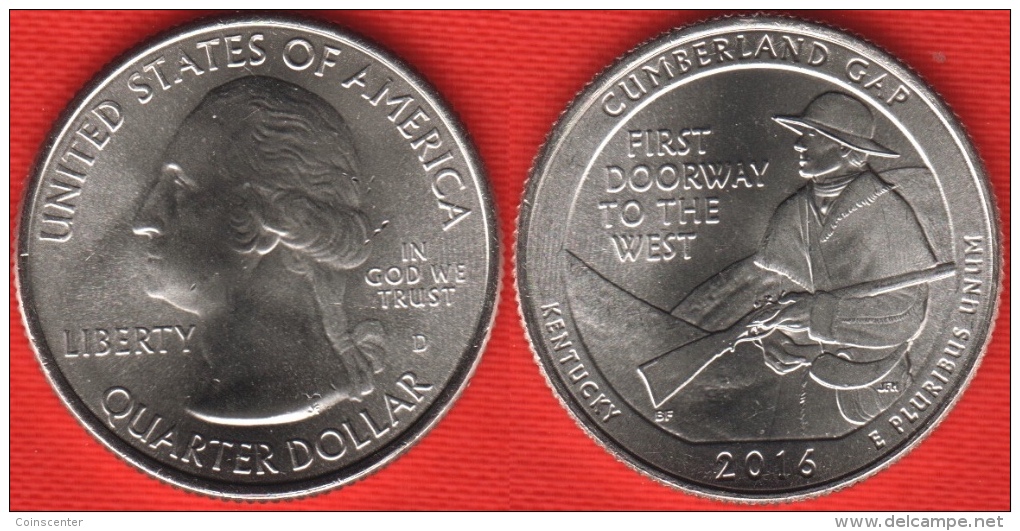 USA Quarter (1/4 Dollar) 2016 D Mint "Cumberland Gap" UNC - 2010-...: National Parks