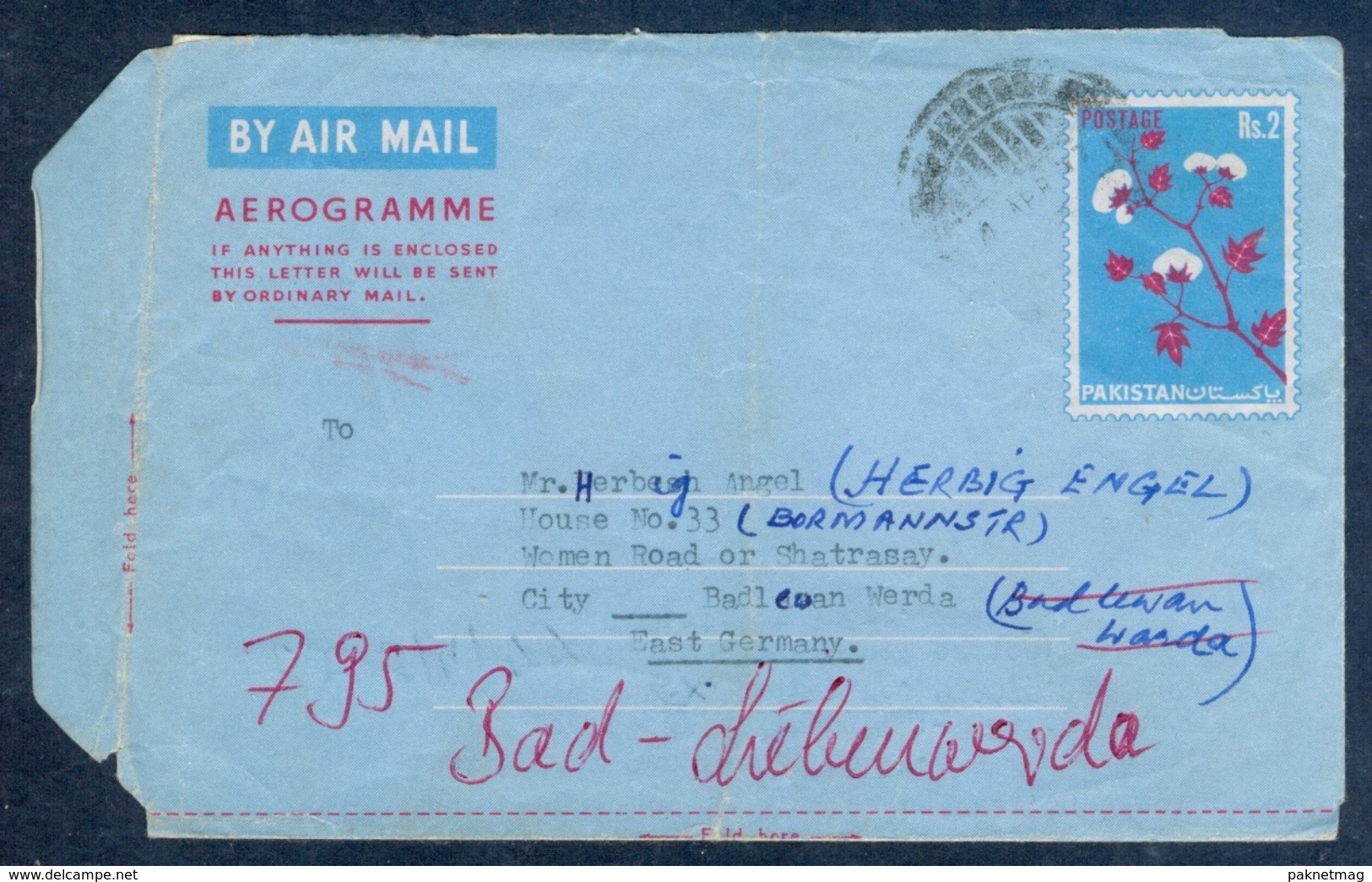 D89- Postal Used Aerogram. Posted From Pakistan To East Germany. - Pakistan