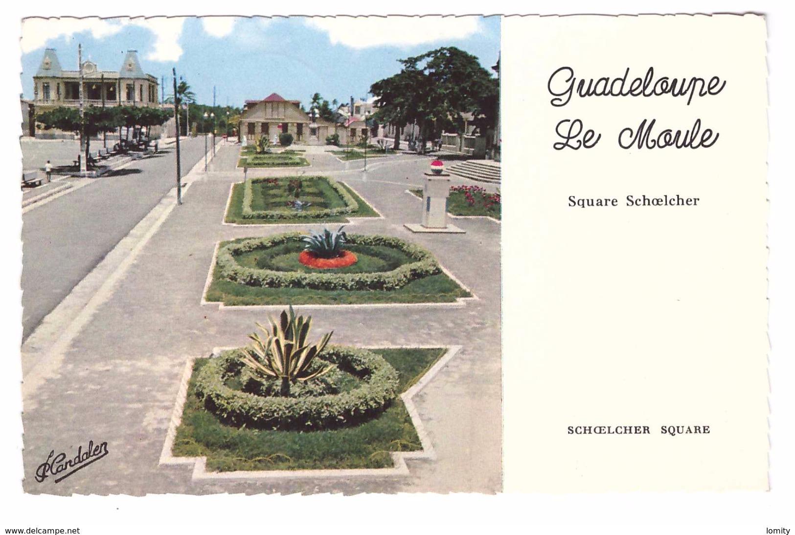 Guadeloupe Le Moule Square Schoelcher Au Fond Hotel De Ville Cachet 1961 - Autres & Non Classés