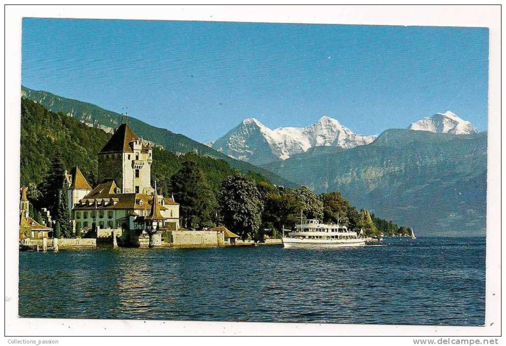 Cp , SUISSE , Schloss Oberhofen Am Thunersee Mit Eiger , Mönch Und Jungfrau , 1970 - Oberhofen Am Thunersee