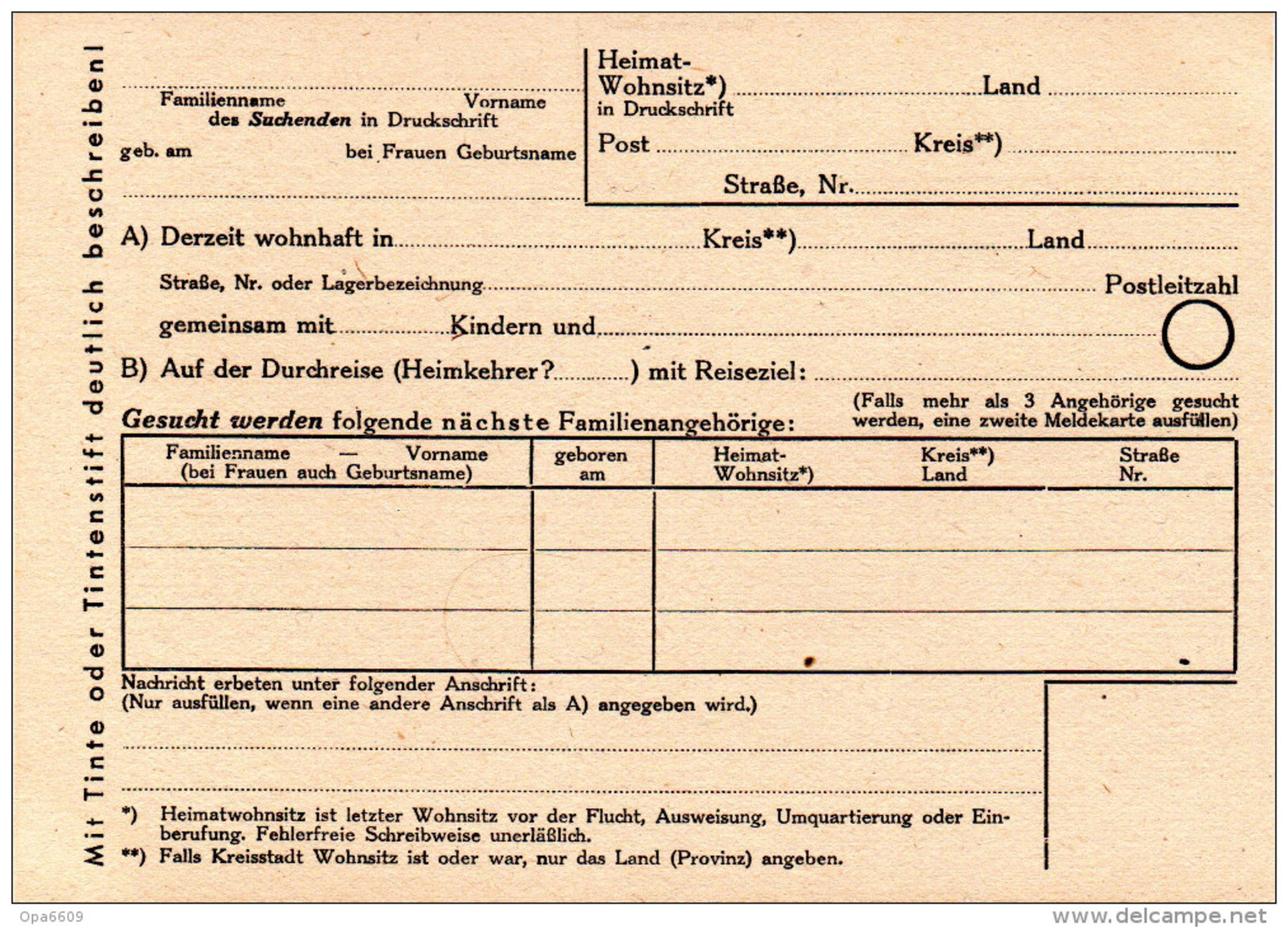 (L) Suchdienst-Postkarte "Suchdienst Der Inneren Mission (Landes-Suchstelle)" Freiberg I. Sachsen, Ungebraucht - Other & Unclassified