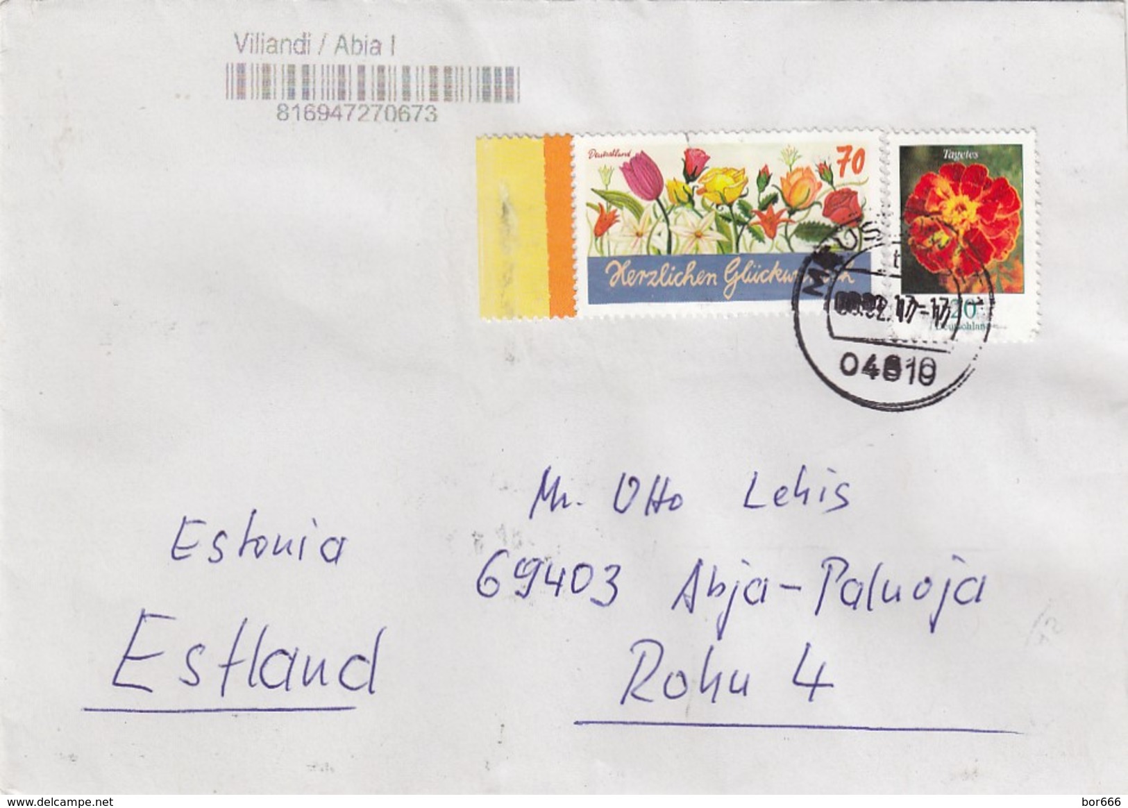 GOOD GERMANY Postal Cover To ESTONIA 2017 - Good Stamped: Flowers - Covers & Documents