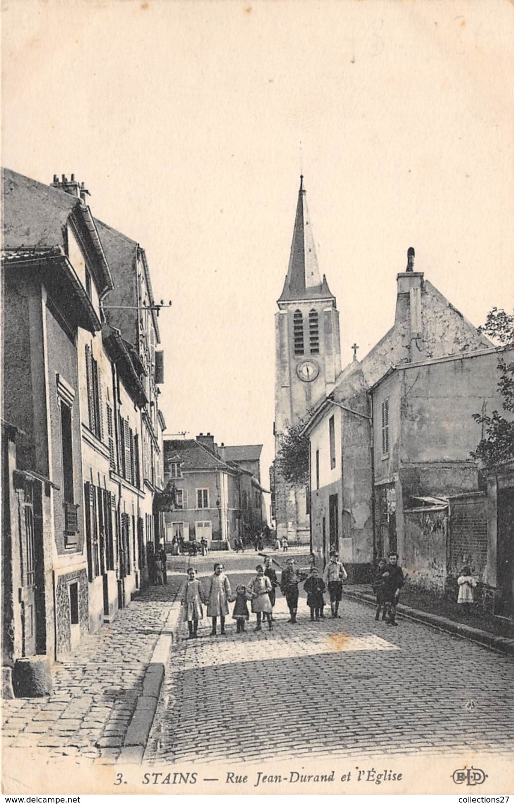 93-STAINS- RUE JEAN DURAND ET L'EGLISE - Stains