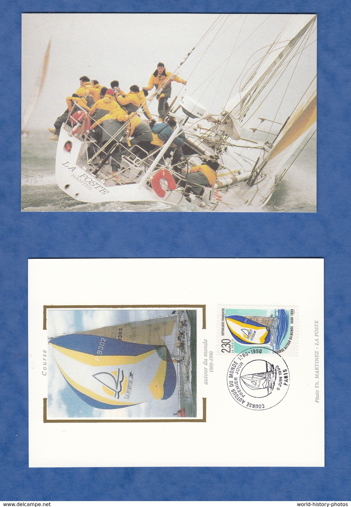 Livret Premier Jour + 2 Cartes Postales - SOUTHAMPTON - Bateau LA POSTE First 51 Bénéteau - 1990 - Whitebread D. Malle - Autres & Non Classés