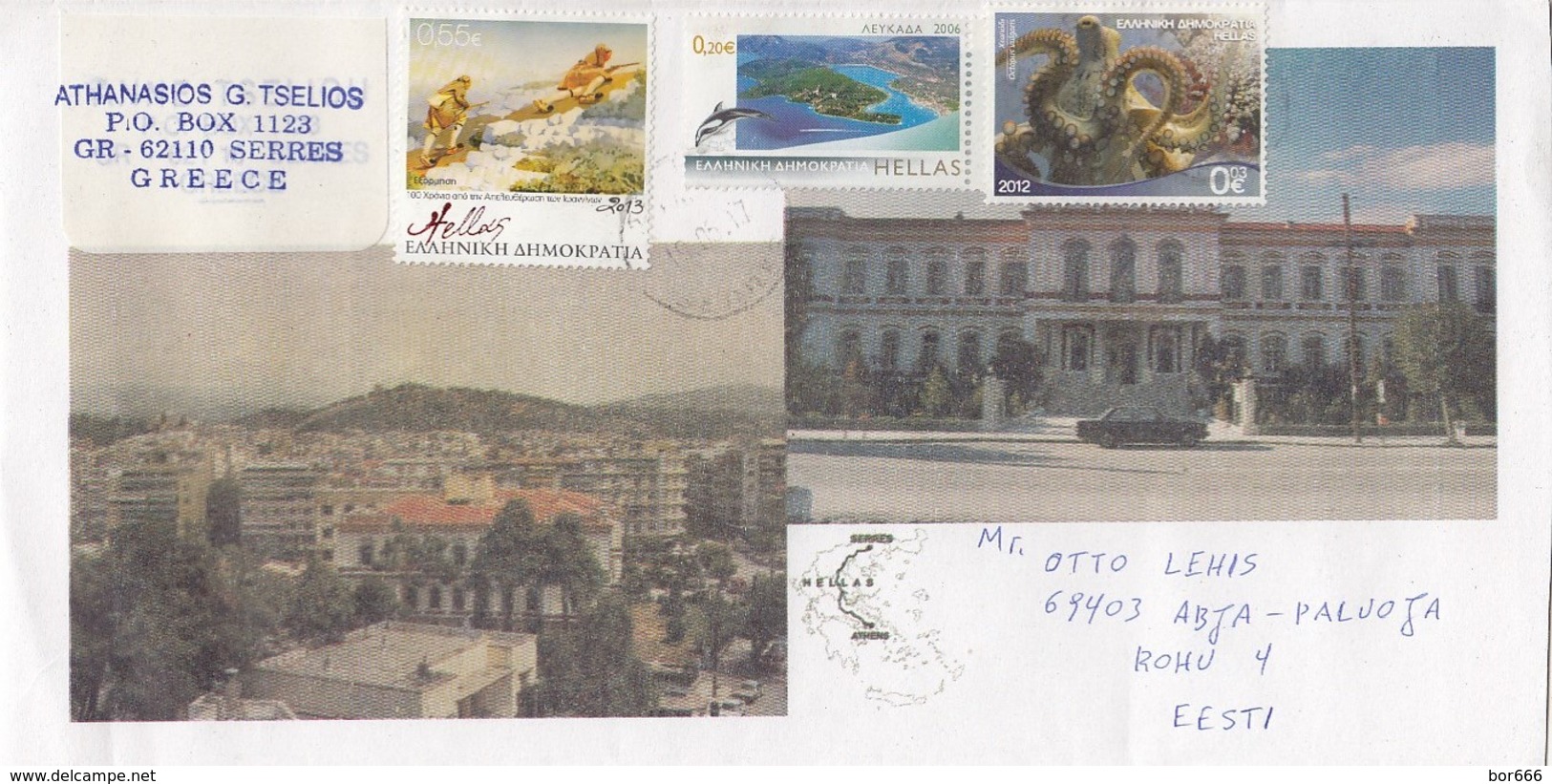 GOOD GREECE Postal Cover To ESTONIA 2017 - Good Stamped: Sealife ; Landscapes ; War - Covers & Documents