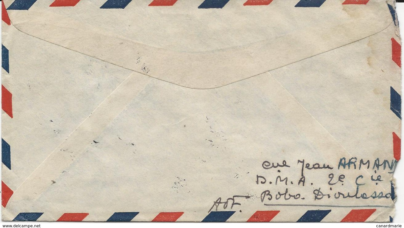 2 LETTRES PAR AVION 1947 AVEC 4 TIMBRES ET CACHET DE BOBO DIOULASSO - COTE D'IVOIRE - Covers & Documents