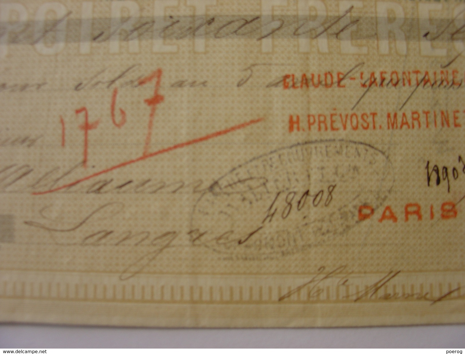 MANDAT LETTRE DE CHANGE CHEQUE Du 22 AVRIL 1873 - POIRET FRERES ET NEVEU PARIS LAINES ET COTONS -  TAMPONS - LANGRES - Bills Of Exchange