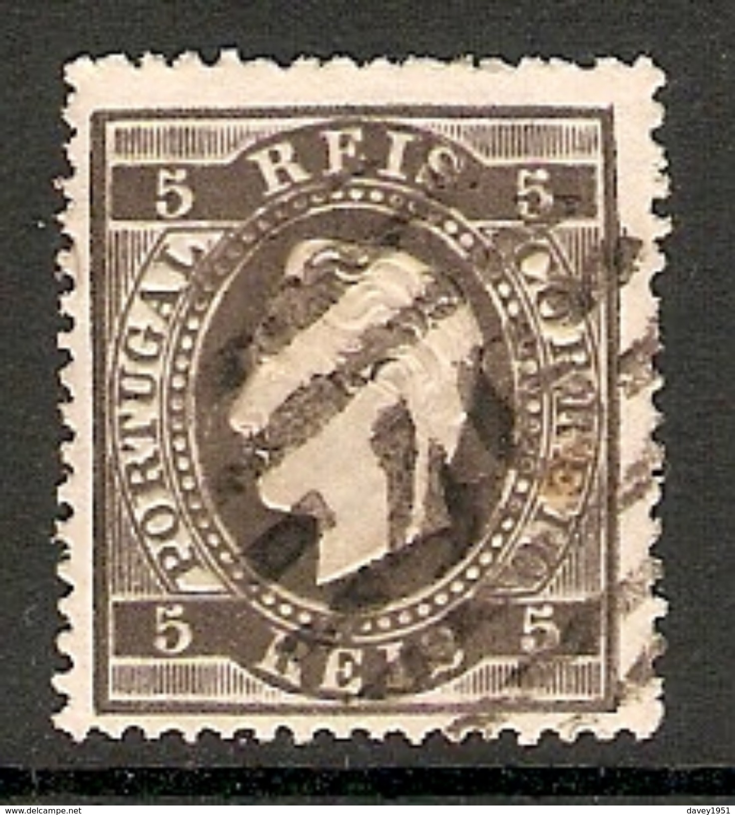 001260 Portugal 1875 Luiz 5 Reis FU Perf 13.5 - Used Stamps