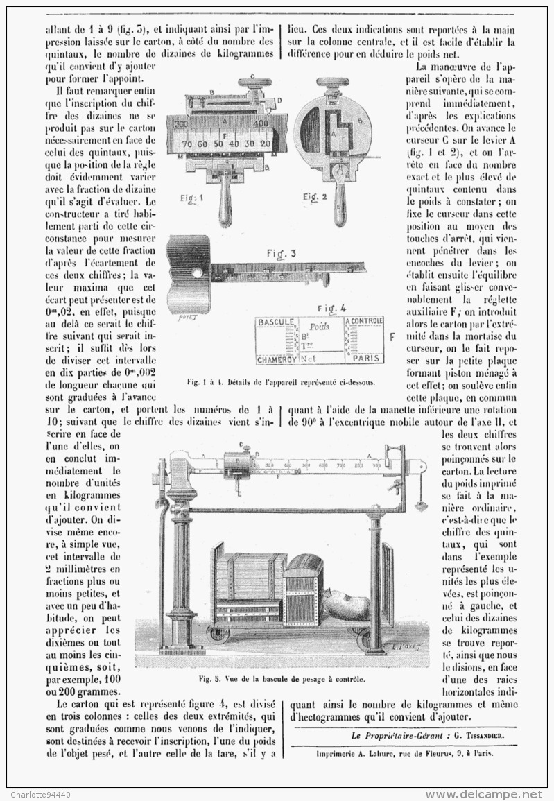 LES BALANCES SANS POIDS Nouvelle BASCULE DE PESAGE à CONTROLE    1881 - Autres & Non Classés